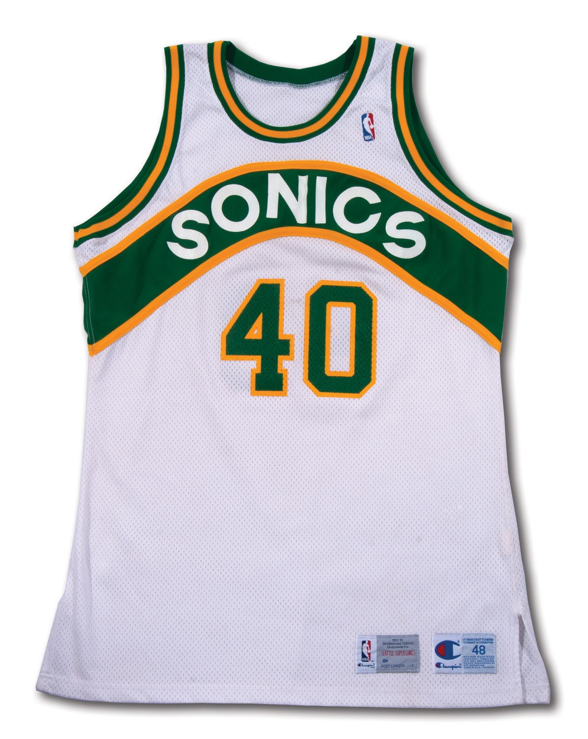 Lot Detail - 1992-93 SHAWN KEMP SIGNED SEATTLE SUPERSONICS GAME WORN HOME  JERSEY (COBY KARL COLLECTION)