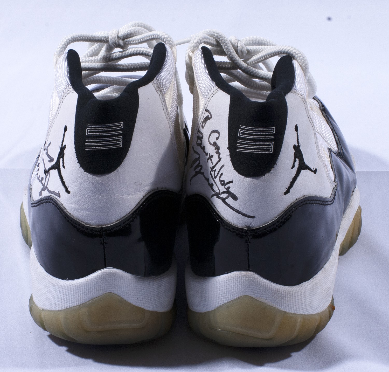1/15/1996 Michael Jordan Dual-Signed Pair of Game Worn Air Jordan XI Shoes  - SCORED 46 PTS. IN BULLS WIN AT WASHINGTON (BULLETS BALL BOY & EX-NBA  PLAYER LOA) - PRICE REALIZED: $50,137 - SCP AUCTIONS