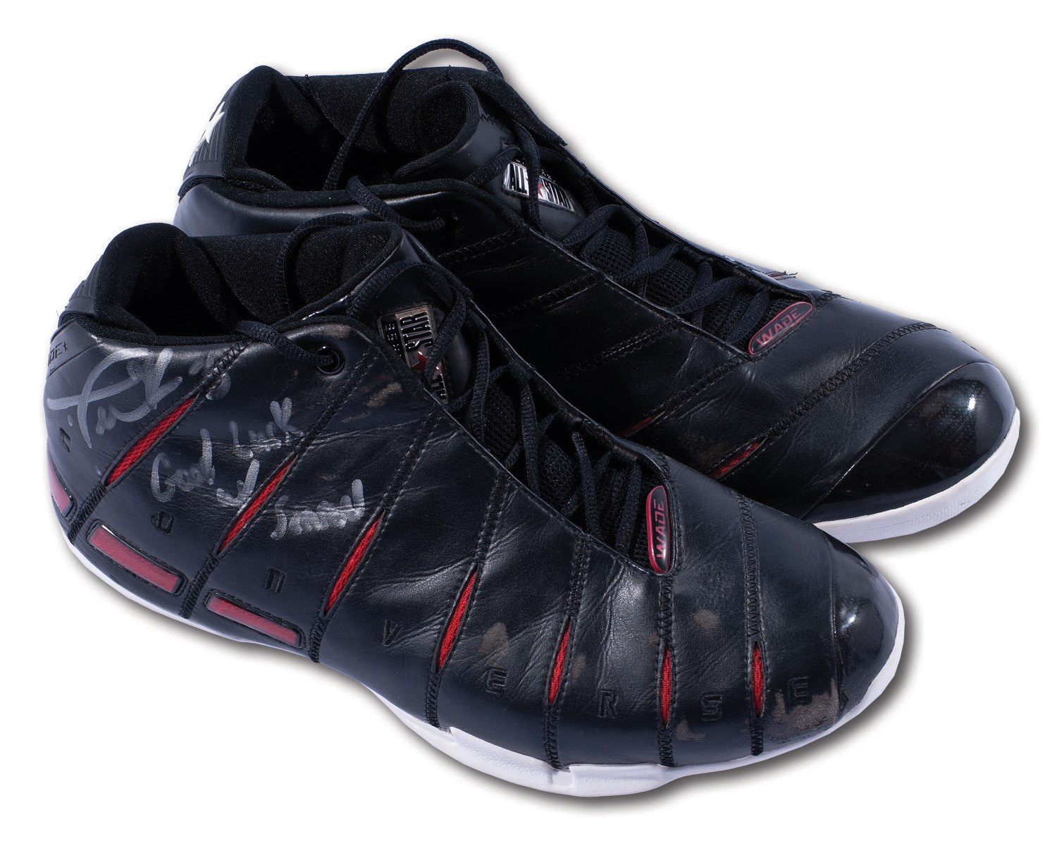 Lot Detail - 2005-06 DWYANE WADE (CHAMPIONSHIP SEASON) GAME WORN, DUAL-SIGNED & INSCRIBED CONVERSE 'WADE 1' SHOES – FIRST SIGNATURE MODEL (COBY KARL COLLECTION)