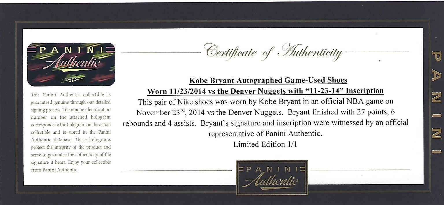 Kobe Bryant Autographed Nike IX Elite Legacy Shoes