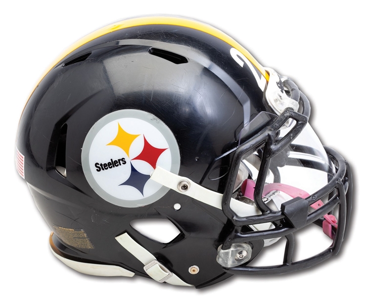 2016 LEVEON BELL PITTSBURGH STEELERS GAME USED HELMET PHOTO-MATCHED TO ENTIRE SEASON INCLUDING PLAYOFFS