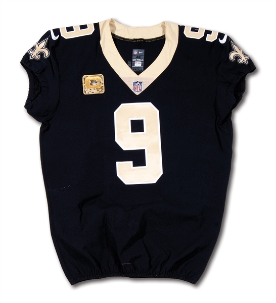 11/5/2017 DREW BREES NEW ORLEANS SAINTS GAME WORN HOME JERSEY UNWASHED & PHOTO-MATCHED – THREW 2 TDS IN WIN VS. TB (NFL & PSA/DNA COA, RESOLUTION LOA)