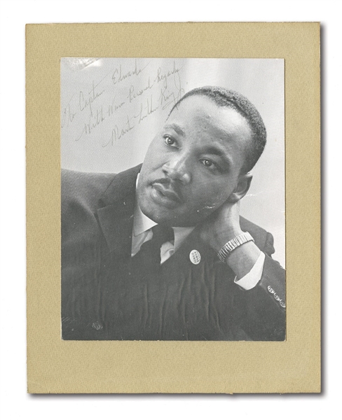 MID-1960S MARTIN LUTHER KING JR. SIGNED PHOTO INSCRIBED AND GIFTED TO PHILADELPHIAS 1ST AFRICAN-AMERICAN DEPUTY POLICE COMMISSIONER (RECIPIENTS SON LOA)