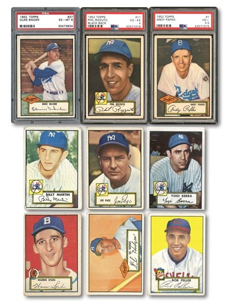 1952 TOPPS LOW NUMBER NEAR SET (283/310) INCL. SNIDER PSA EX-MT 6