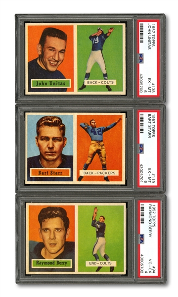 1957 TOPPS FOOTBALL COMPLETE SET OF (154) WITH UNITAS & STARR ROOKIES BOTH PSA EX-MT 6