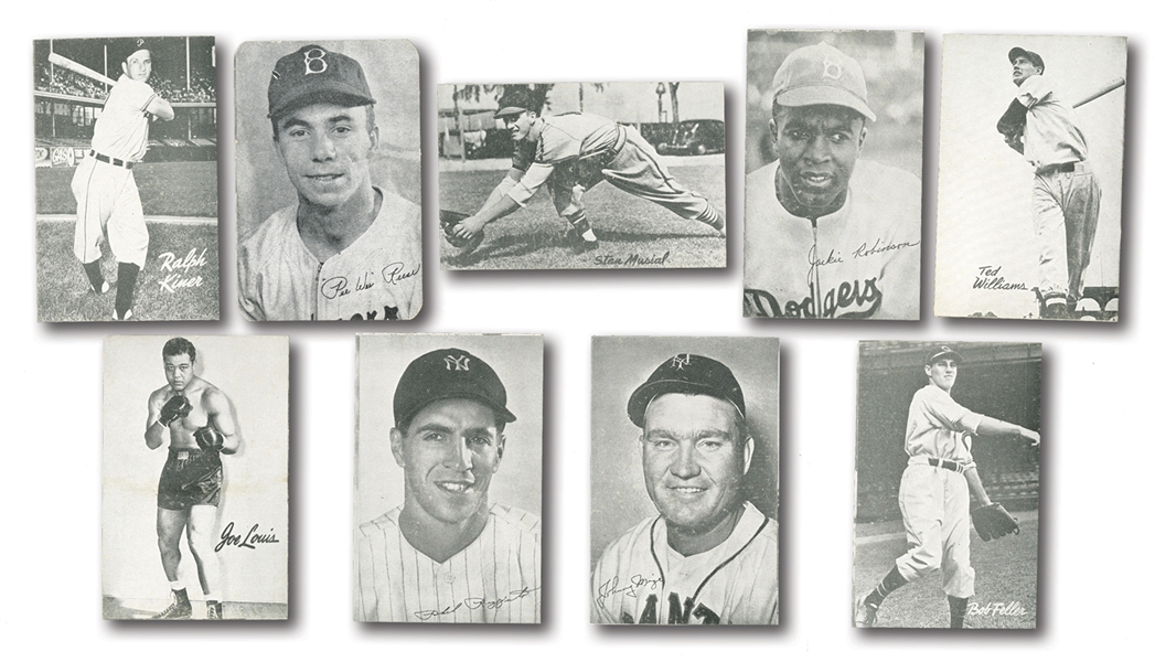 1947 BOND BREAD HOMOGENIZED BASEBALL NEAR SET (33/44) PLUS FOUR DUPES AND TWO BOXERS (39 TOTAL CARDS)