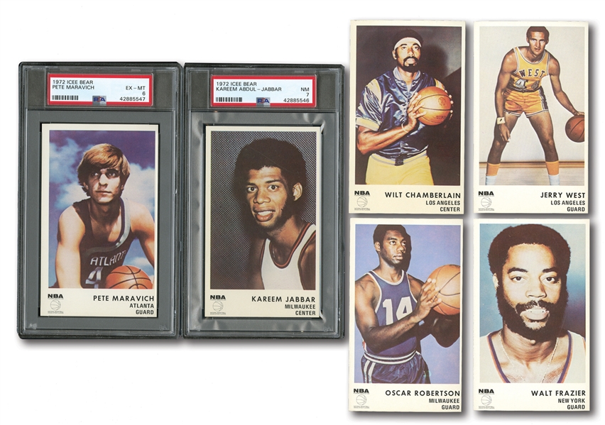 1972 ICEE BEAR BASKETBALL COMPLETE SET OF (20) WITH TWO PSA GRADED 