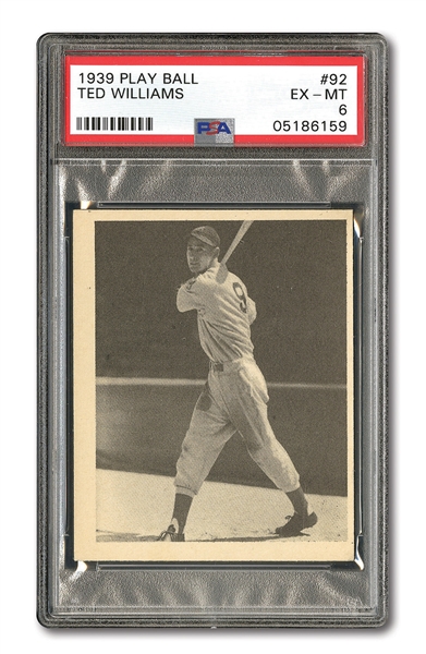 1939 PLAY BALL #92 TED WILLIAMS ROOKIE PSA EX-MT 6