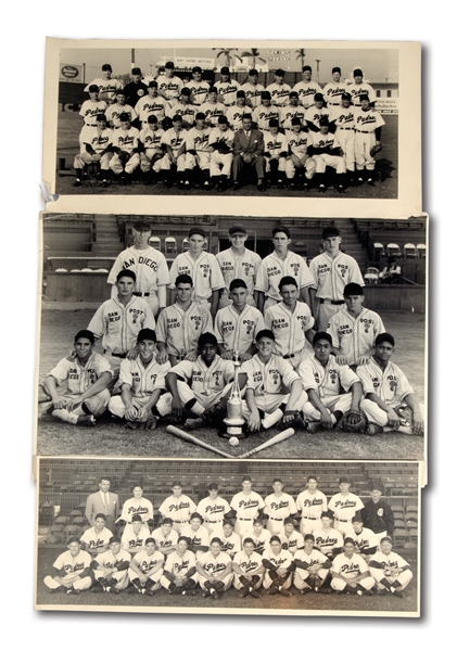 1938 AMERICAN LEGION (POST 6) TEAM PHOTO PLUS PAIR OF 1948 SAN DIEGO PADRES PCL TEAM PHOTOS ALL FEAT. JOHNNY RITCHEY (MAN WHO BROKE PCL COLOR BARRIER)