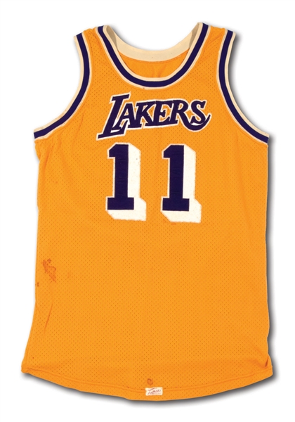 6/2/1985 BOB McADOO LOS ANGELES LAKERS NBA FINALS GAME 3 WORN HOME JERSEY (RESOLUTION PHOTO-MATCHED)