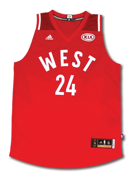 KOBE BRYANT SIGNED AND "18X AS" INSCRIBED 2016 NBA WESTERN CONFERENCE ALL-STAR TEAM JERSEY (PANINI AUTH.)