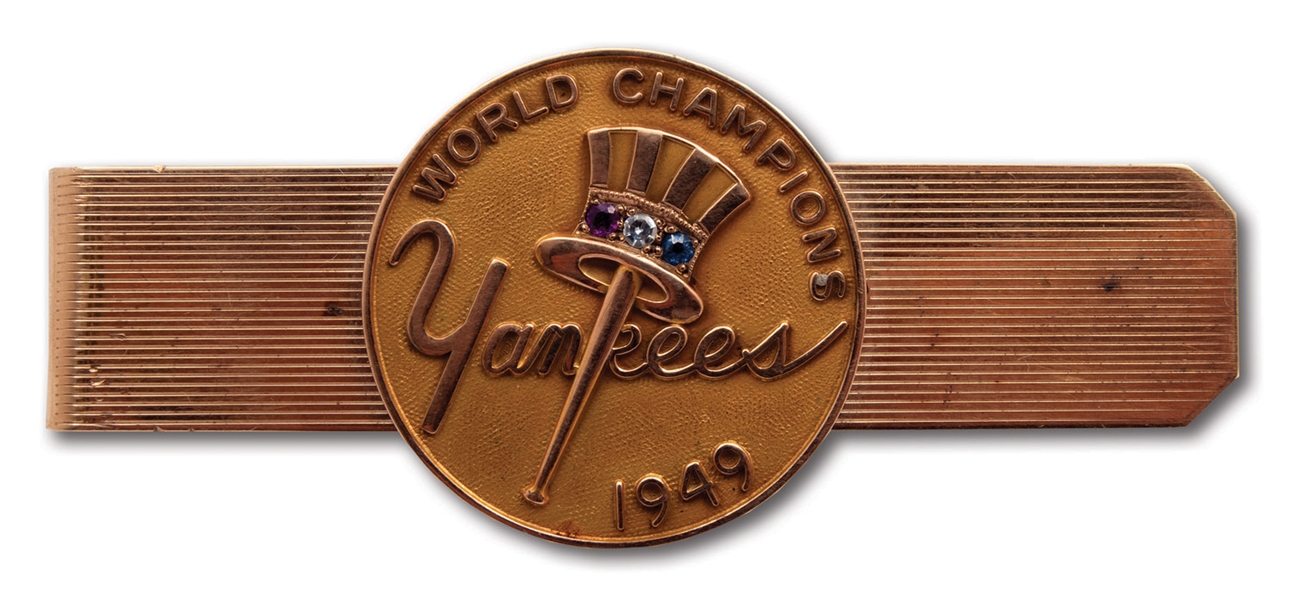1949 NEW YORK YANKEES WORLD CHAMPIONS 10K GOLD & DIAMOND-STUDDED MONEY CLIP (NEWARK BEARS EXECUTIVE PROVENANCE)