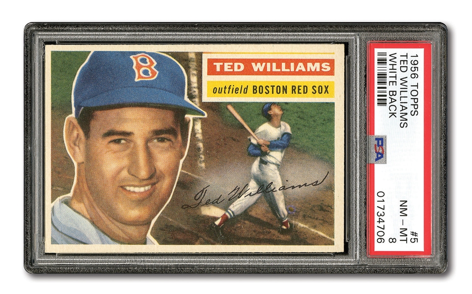 1956 TOPPS #5 TED WILLIAMS (WHITE BACK) PSA NM-MT 8