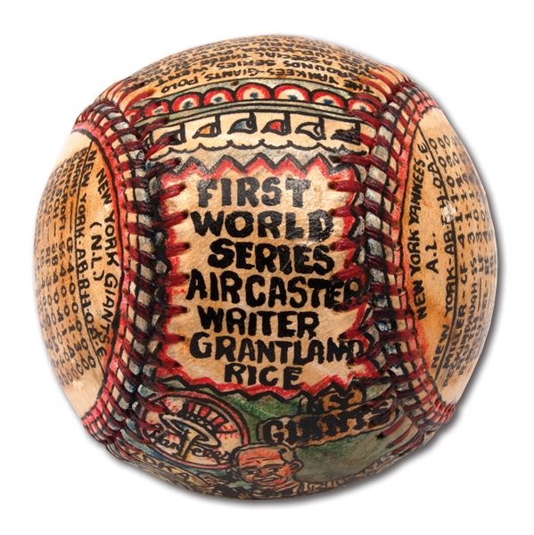GEORGE SOSNAK "1921 WORLD SERIES" HAND-PAINTED BASEBALL HONORING GRANTLAND RICE