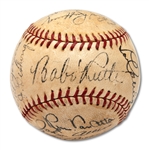 1934 NEW YORK YANKEES TEAM SIGNED OAL (HARRIDGE) BASEBALL INCL. RUTH & GEHRIG
