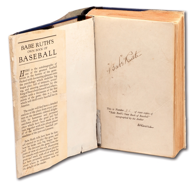 BABE RUTH AUTOGRAPHED 1928 LIMITED EDITION (86/1,000) COPY OF BABE RUTH’S BOOK OF BASEBALL WITH DUST JACKET