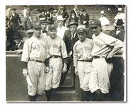1922 "FORMER MEMBERS OF THE ATHLETICS" PHOTOGRAPH FEAT. YANKEES BUSH, SHAWKEY, SCHANG & BAKER WITH EDDIE PLANK AT SHIBE PARK
