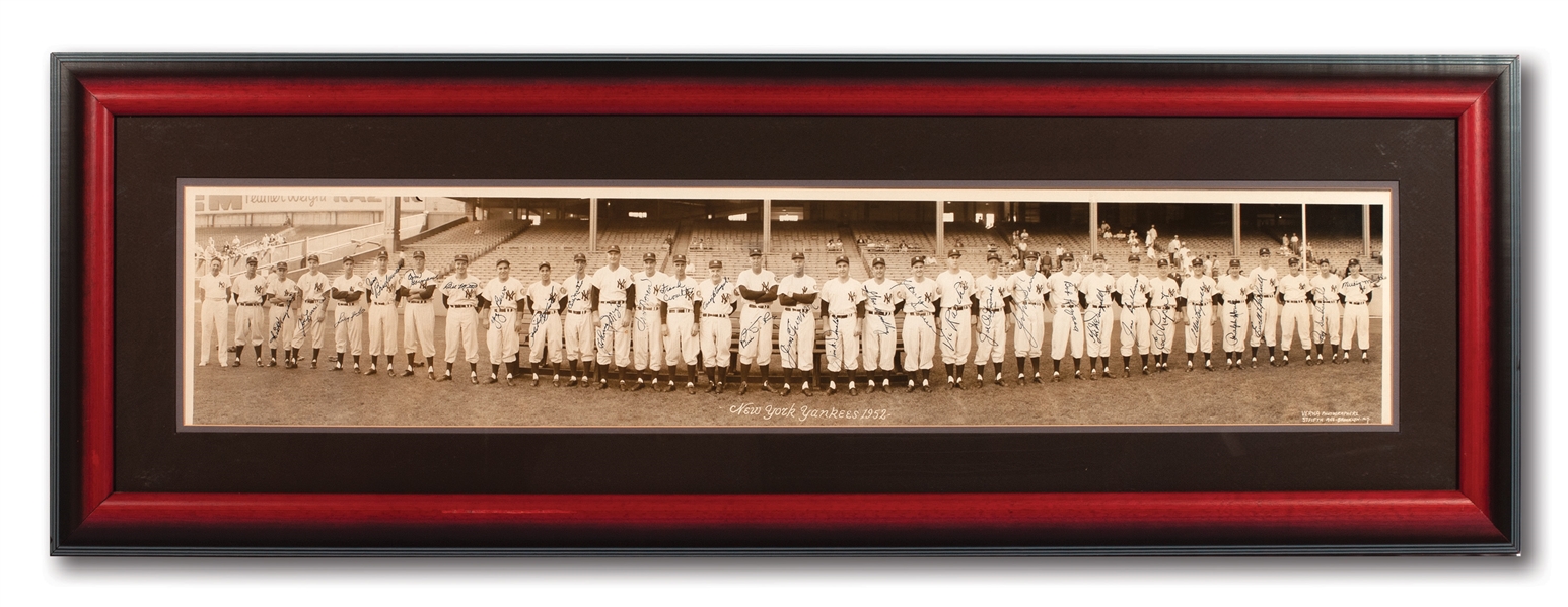 EXTRAORDINARY 1952 NEW YORK YANKEES WORLD CHAMPIONS TEAM SIGNED PANORAMIC PHOTOGRAPH WITH 31 AUTOGRAPHS