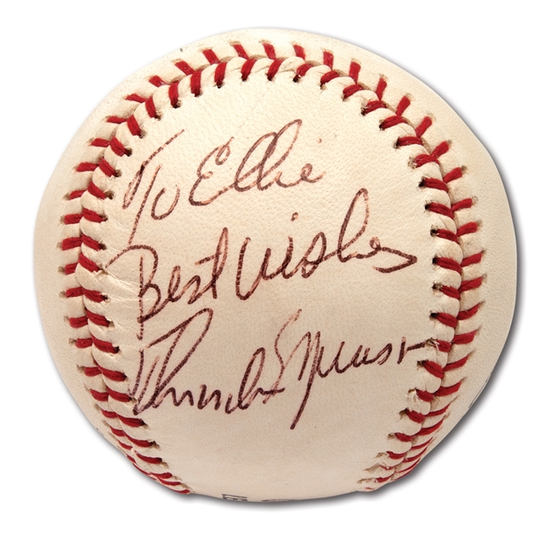 C. 1970S THURMAN MUNSON SIGNED AND PERSONALIZED BASEBALL WITH BOLD AUTOGRAPH