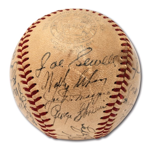 1953 YANKEES OLD TIMERS DAY MULTI-SIGNED BASEBALL INCL. PRE-WAR YANKEES HOFERS AND STARS