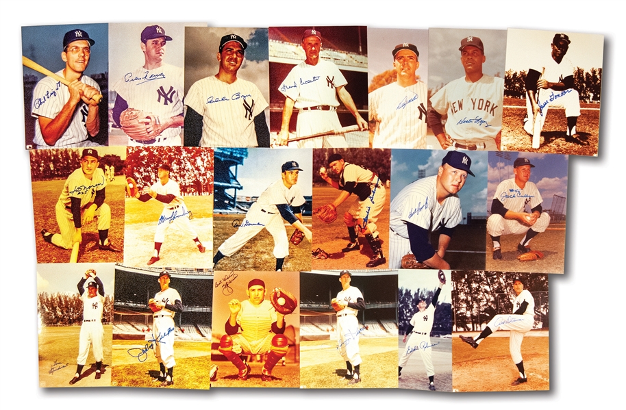 COLLECTION OF (32) 1950S-60S NEW YORK YANKEES STARS AND HOFERS AUTOGRAPHED COLOR PHOTOGRAPHS