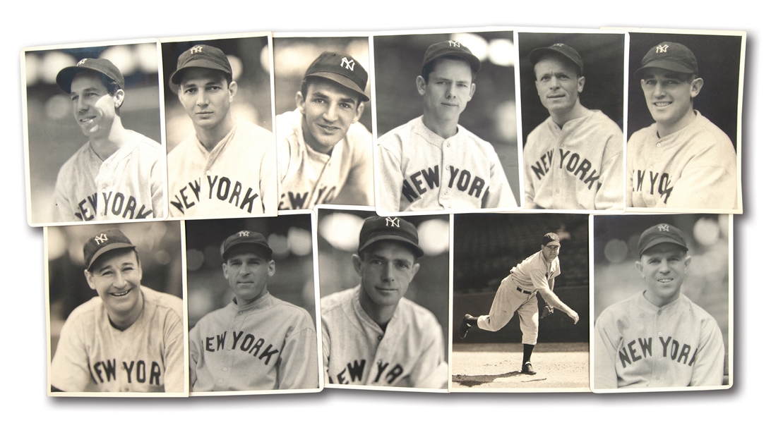 COLLECTION OF (11) C. 1933 NEW YORK YANKEES INDIVIDUAL PLAYER 8" BY 10" PORTRAIT PHOTOGRAPHS BY GEORGE BURKE