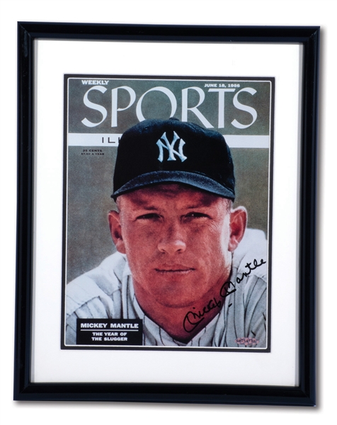 MICKEY MANTLE UDA AUTOGRAPHED 1956 SPORTS ILLUSTRATED REPLICA COVER