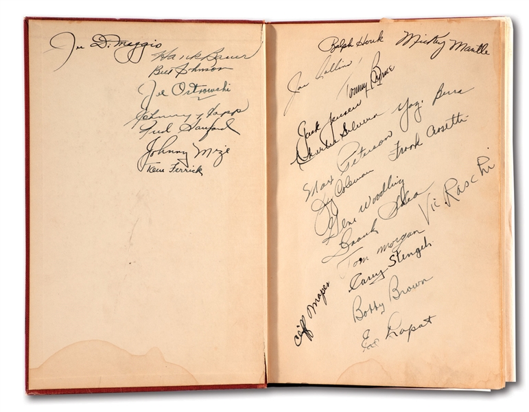 1951 WORLD CHAMPION NEW YORK YANKEES TEAM SIGNED COPY OF 1951 OFFICIAL ENCYCLOPEDIA OF BASEBALL "JUBILEE EDITION" INCL. ROOKIE MANTLE AND DiMAGGIO