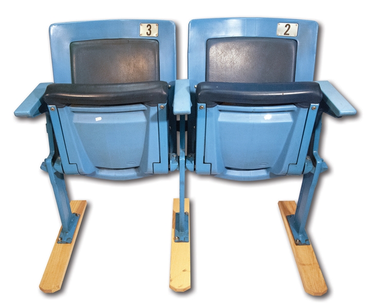 YANKEE STADIUM ORIGINAL SEAT PAIR NUMBERED "3" AND "2" (MLB AUTH.)
