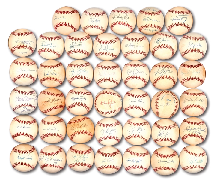 1970S-80S NEW YORK YANKEES SINGLE SIGNED BASEBALL COLLECTION OF (40)