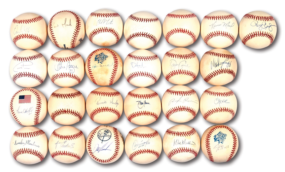 1990S-2000S NEW YORK YANKEES SINGLE SIGNED BASEBALL COLLECTION OF (25)