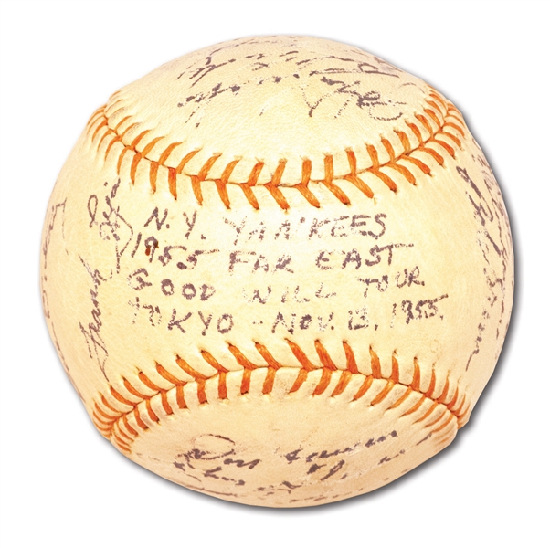 1955 NEW YORK YANKEES TOUR OF JAPAN TEAM SIGNED BASEBALL (ONLY UNDEFEATED TOUR IN MLB HISTORY)