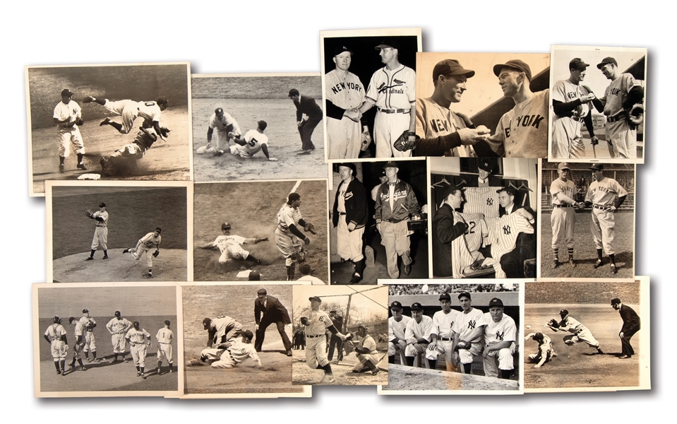 LOT OF (15) 1930S-40S NEW YORK YANKEES ACTION AND CANDID NEWS SERVICE PHOTOGRAPHS