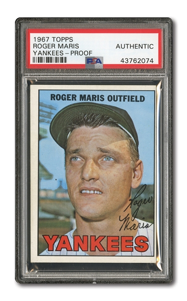 1967 TOPPS #45 ROGER MARIS YANKEES BLANK BACK PROOF - PSA AUTHENTIC