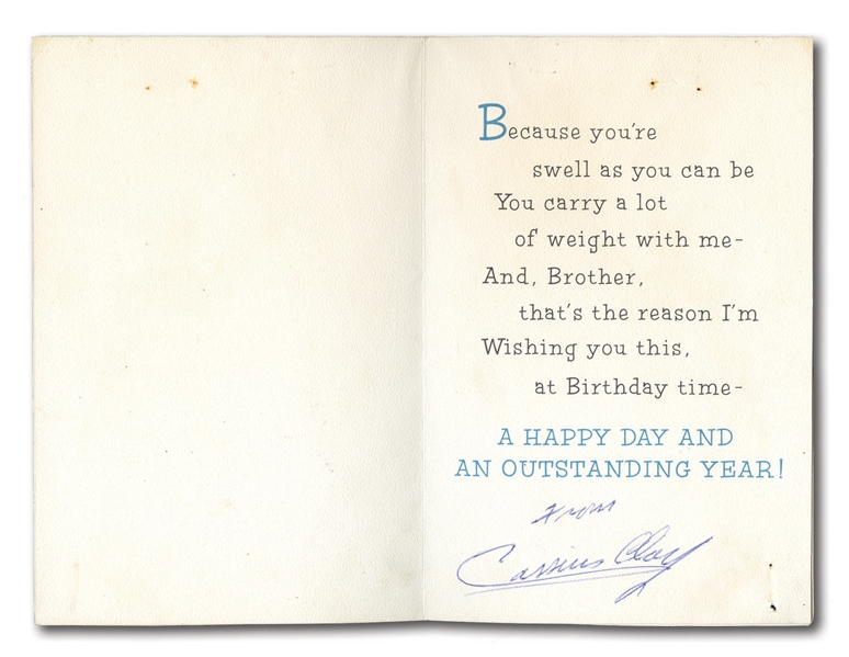VINTAGE CASSIUS CLAY SIGNED BIRTHDAY CARD GIVEN TO HIS BROTHER RAHMAN ALI (EX-PALOGER COLLECTION)
