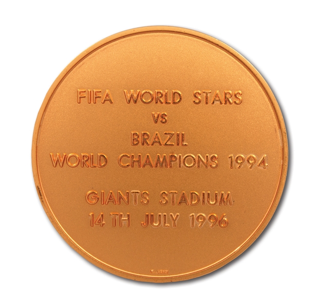 7/14/1996 "FIFA WORLD STARS VS. BRAZIL WORLD CHAMPIONS 1994" MATCH MEDAL (BRAZIL TECHNICAL COORDINATOR LOA)