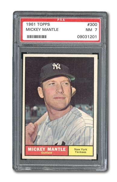 1961 TOPPS #300 MICKEY MANTLE PSA NM 7
