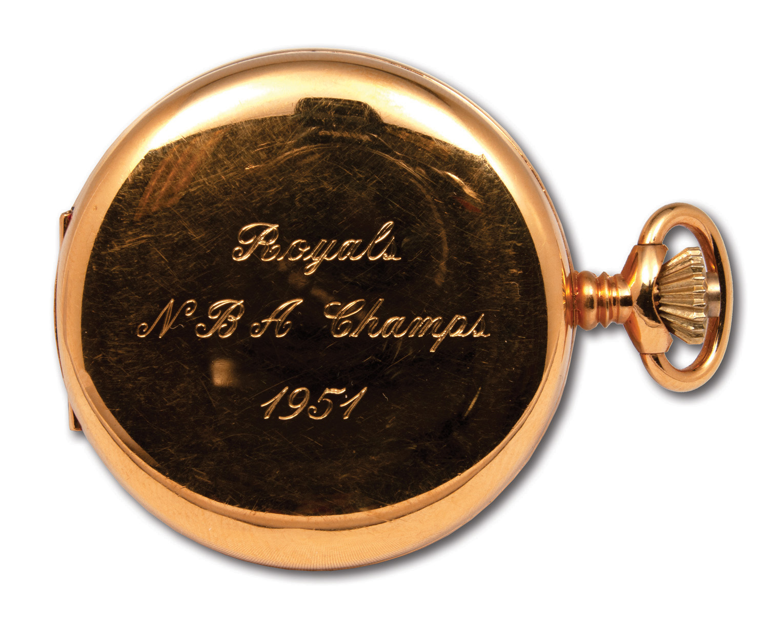 Lot Detail - RED HOLZMAN'S 1951 ROCHESTER ROYALS NBA CHAMPIONS GOLD POCKET  WATCH (HOLZMAN COLLECTION)