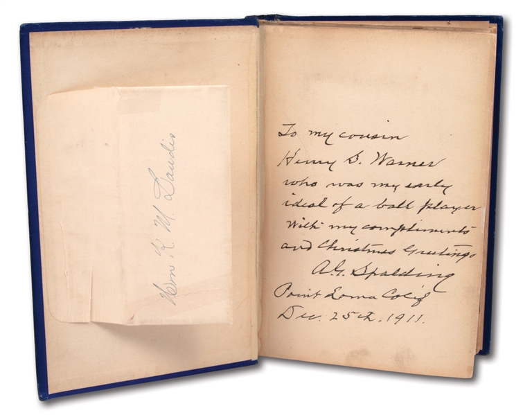 A.G. SPALDING INSCRIBED COPY OF 1911 BOOK “AMERICA’S NATIONAL GAME” LATER GIFTED TO KENESAW MOUNTAIN LANDIS