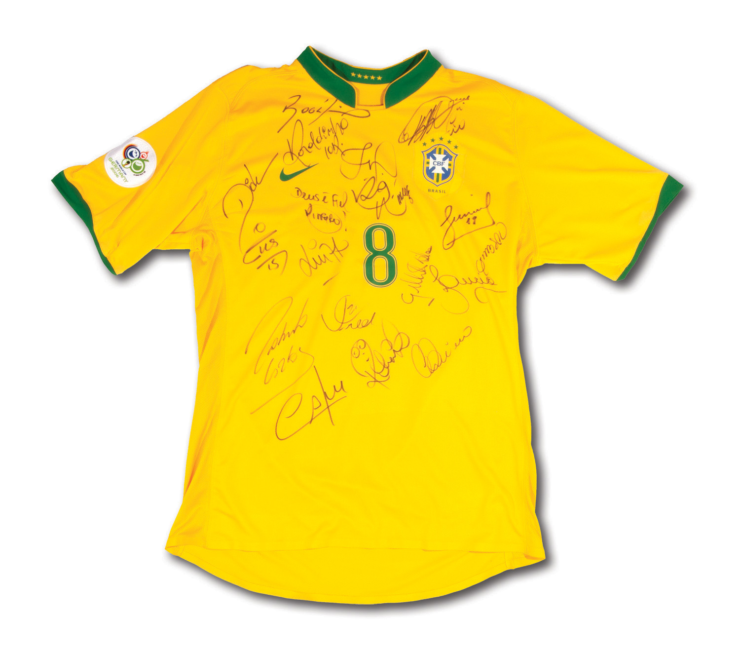 Lot Detail - 2006 BRAZIL (CBF) TEAM SIGNED KAKA #8 FIFA WORLD CUP 