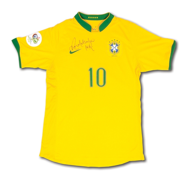 2006 RONALDINHO AUTOGRAPHED BRAZIL FIFA WORLD CUP MATCH WORN JERSEY (BRAZIL TECHNICAL COORDINATOR LOA)