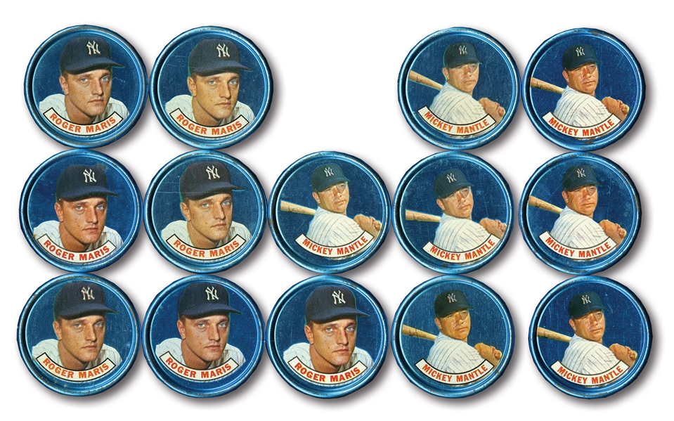1965 OLD LONDON COINS CACHE OF (14) MICKEY MANTLE AND ROGER MARIS EXAMPLES