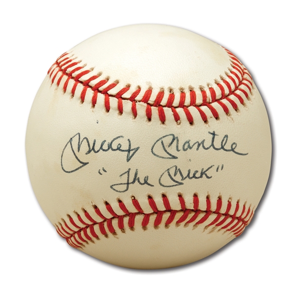 MICKEY MANTLE SINGLE SIGNED BASEBALL INSCRIBED "THE MICK"