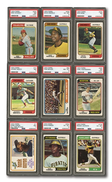1974 TOPPS BASEBALL NEAR COMPLETE SET (595/660) PLUS (356) DUPLICATES INCL. MULTIPLES OF HOFERS AND STARS (951 TOTAL)