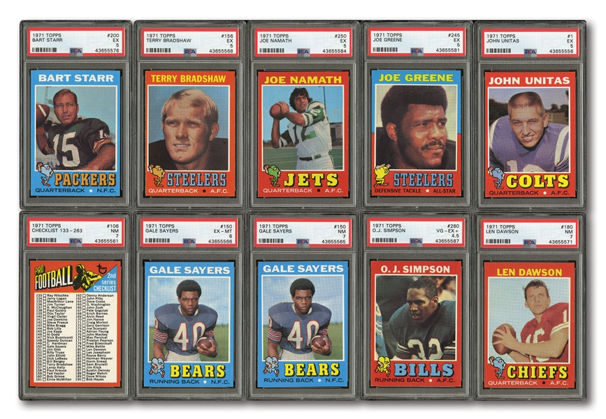 1971 TOPPS FOOTBALL COMPLETE SET (263) PLUS (325) DUPLICATES INCL. MULTIPLES OF HOFERS AND STARS (588 TOTAL)