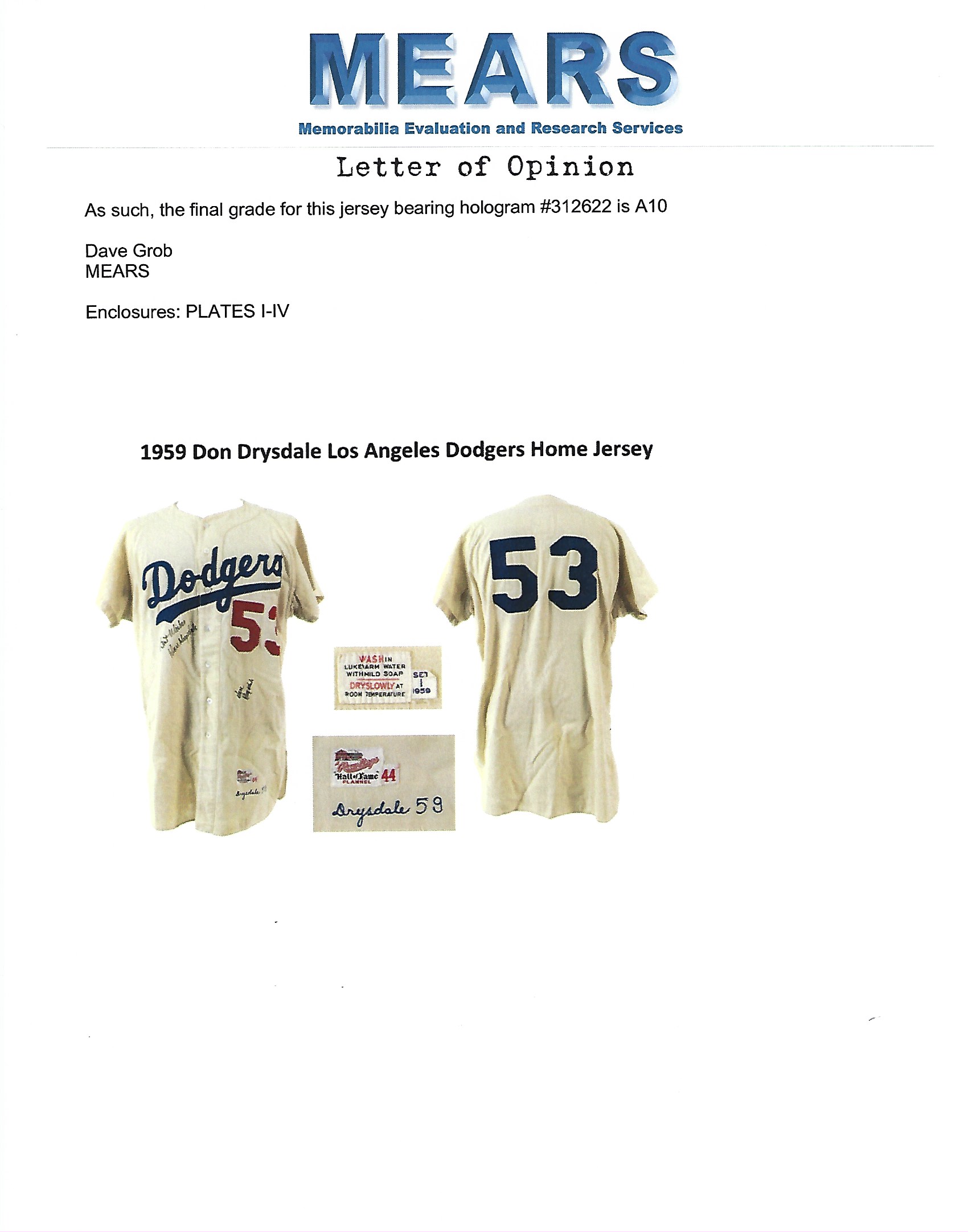 1967 Don Drysdale Game Worn Los Angeles Dodgers Jersey. Baseball, Lot  #80080