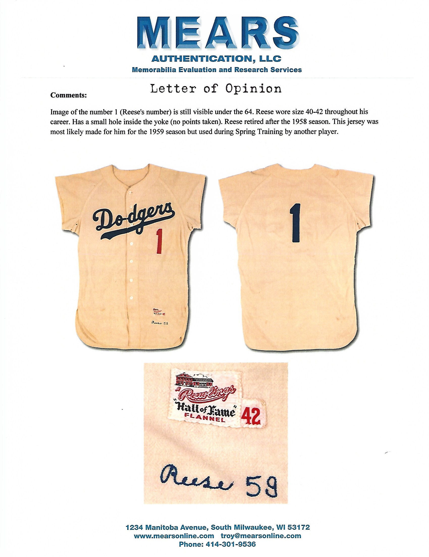 Lot Detail - 1959 Pee Wee Reese Los Angeles Dodgers Coaches Era Display  Flannel Road Jersey (Championship Season)