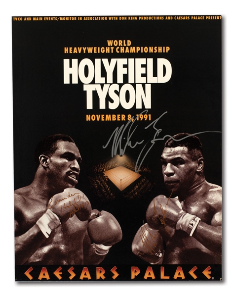 NOV. 8, 1991 TYSON VS. HOLYFIELD "PHANTOM" FIGHT POSTER (SCARCE VIP VERSION) SIGNED BY IRON MIKE