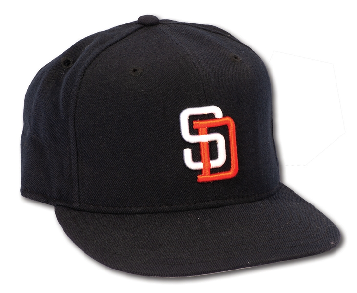 8/15/1997 TONY GWYNN SIGNED SAN DIEGO PADRES GAME USED CAP INSCRIBED W/ CAREER HIT #2731, PITCHER & DATE NOTATIONS