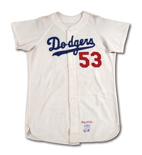 1966 DON DRYSDALE LOS ANGELES DODGERS GAME WORN HOME JERSEY (MEARS A10, NSM COLLECTION)